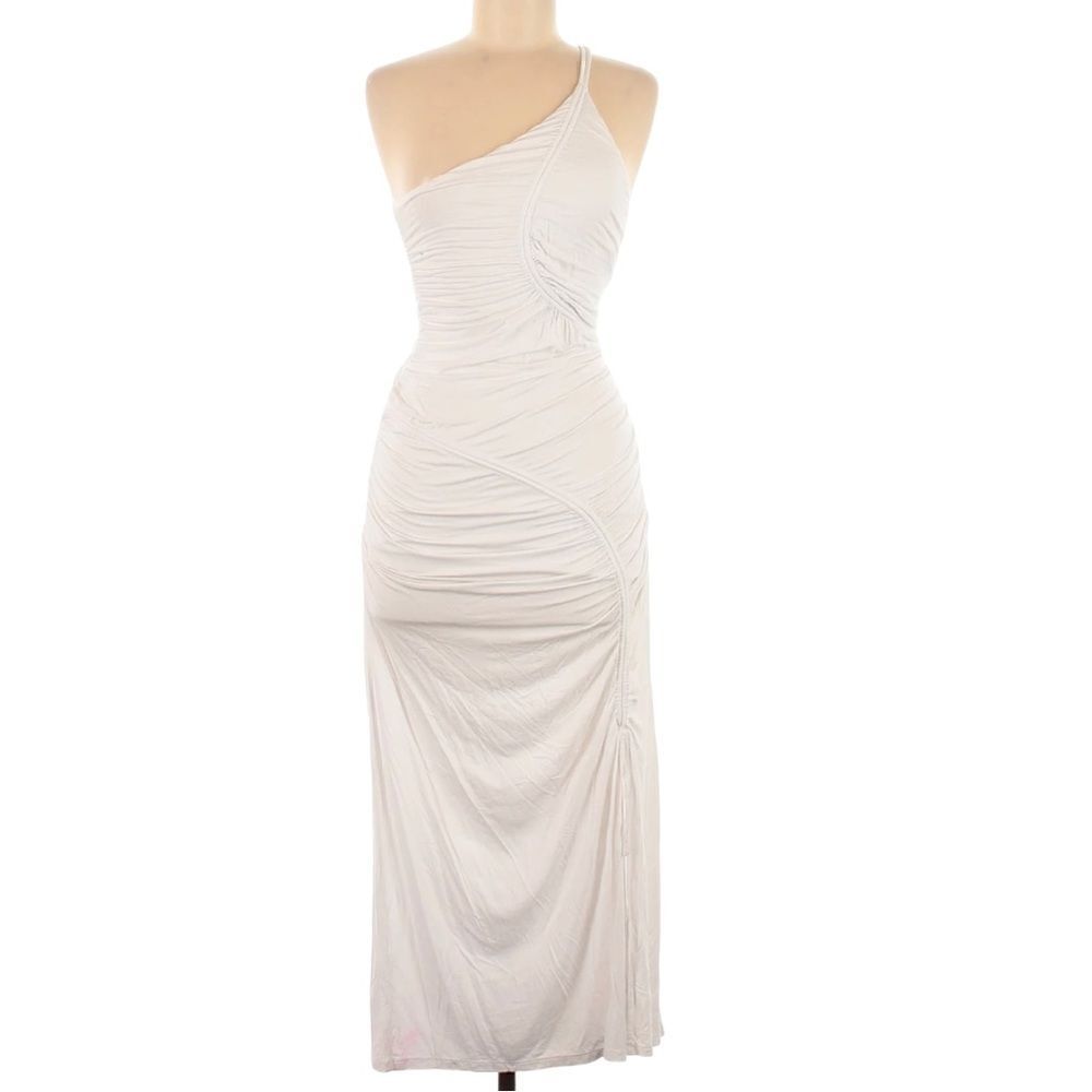 Jonathan Simkhai White One Shoulder Bodycon Midi Dress Size Small
